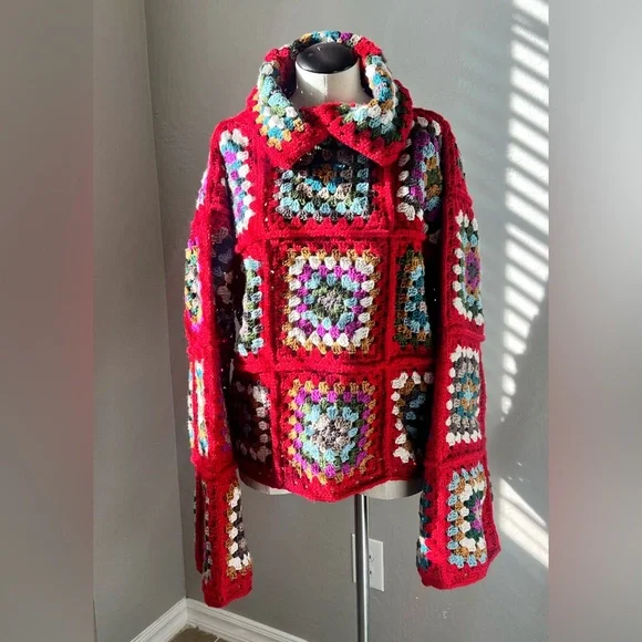 Handmade Crocheted Oversized Granny Square Sweater